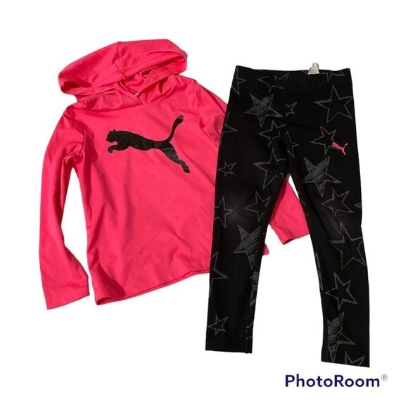 Puma Kid's Lots Of 4 T-Shirt Hoodie Short Leggings Matching Set Size XXS 3-4 - Picture 2 of 9